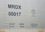 MRDX 00017, lettering on left side